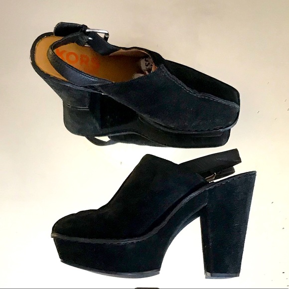 Y2K Michael Kors Platform Mules Black Suede Sz 8.5 - Picture 1 of 5